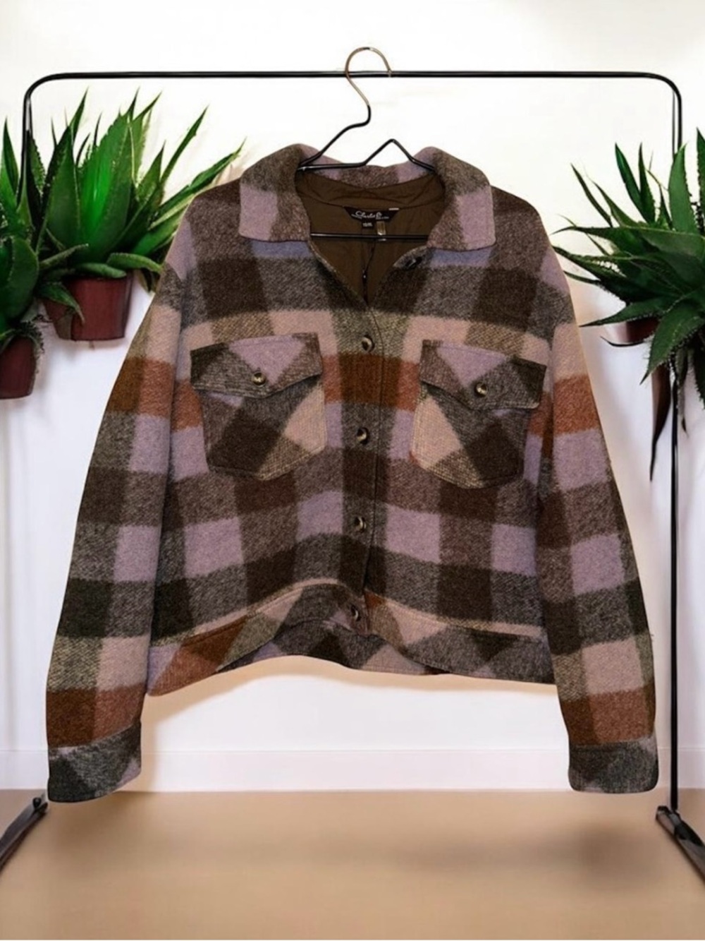 CHARLIE B Multicolored Plaid Teddy Jacket - NWT